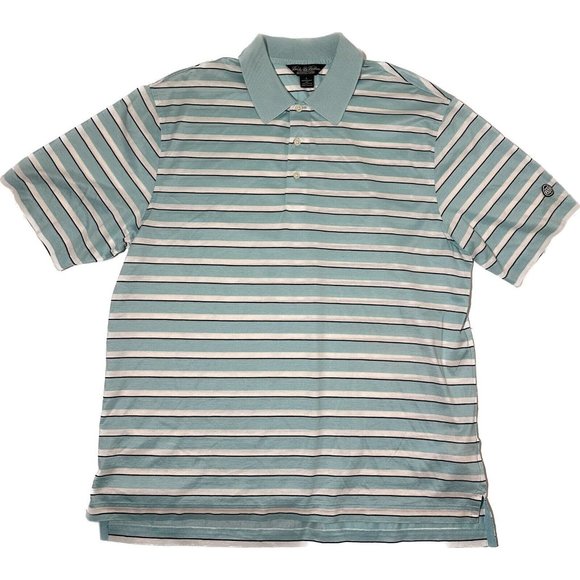 Brooks Brothers Country Club Polo Shirt Golf Performance Knit Men Large Striped - Picture 2 of 6